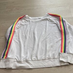 GAP White Hoodie with Vibrant Stripes